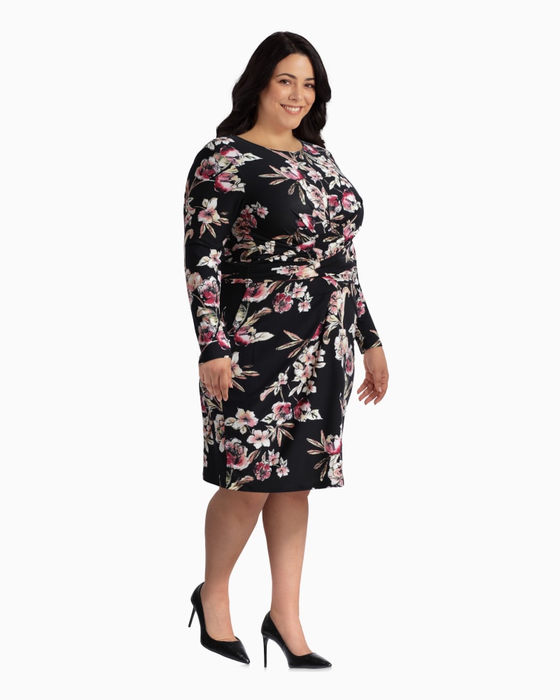 Plus size model with rectangle body shape wearing Aiken Tie-Waist Dress by RACHEL Rachel Roy | Dia&Co | dia_product_style_image_id:112629